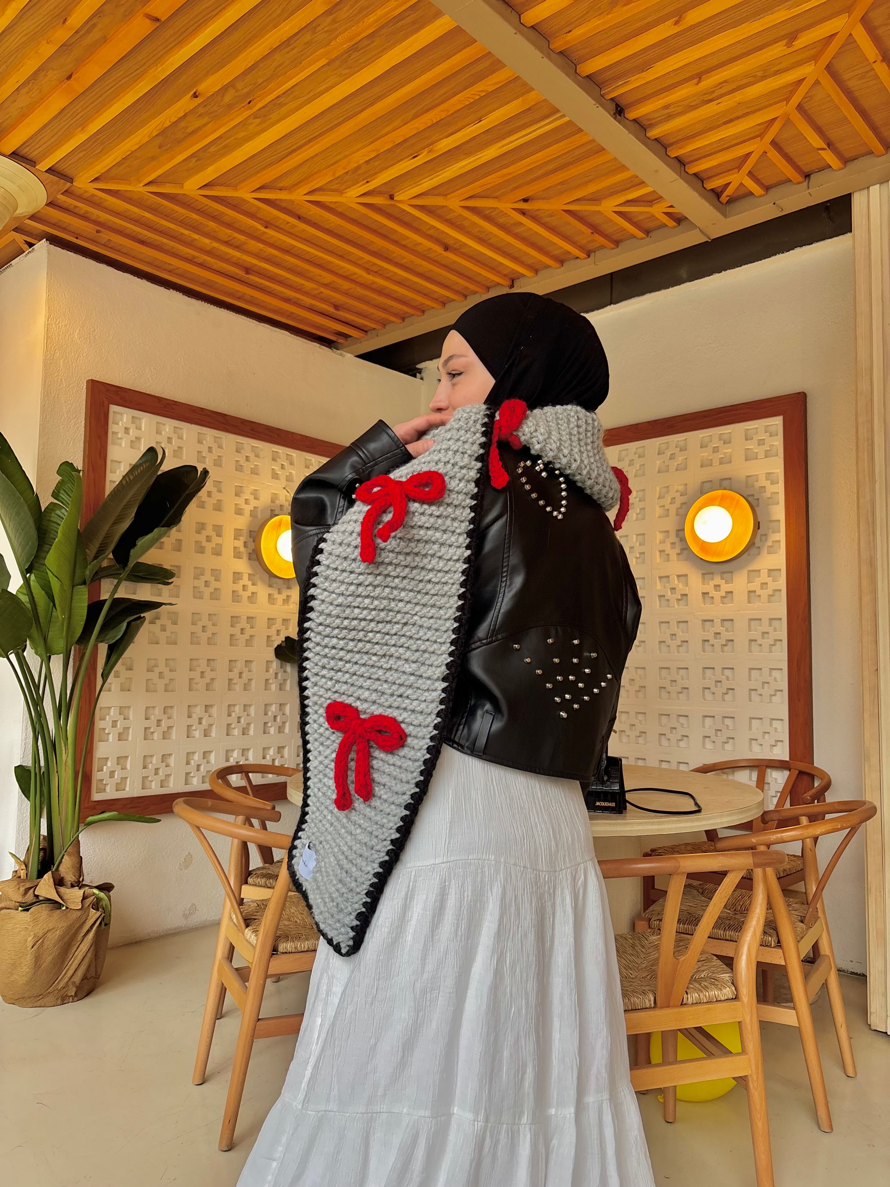 Ribbon El Örgüsü Atkı & Bere Seti