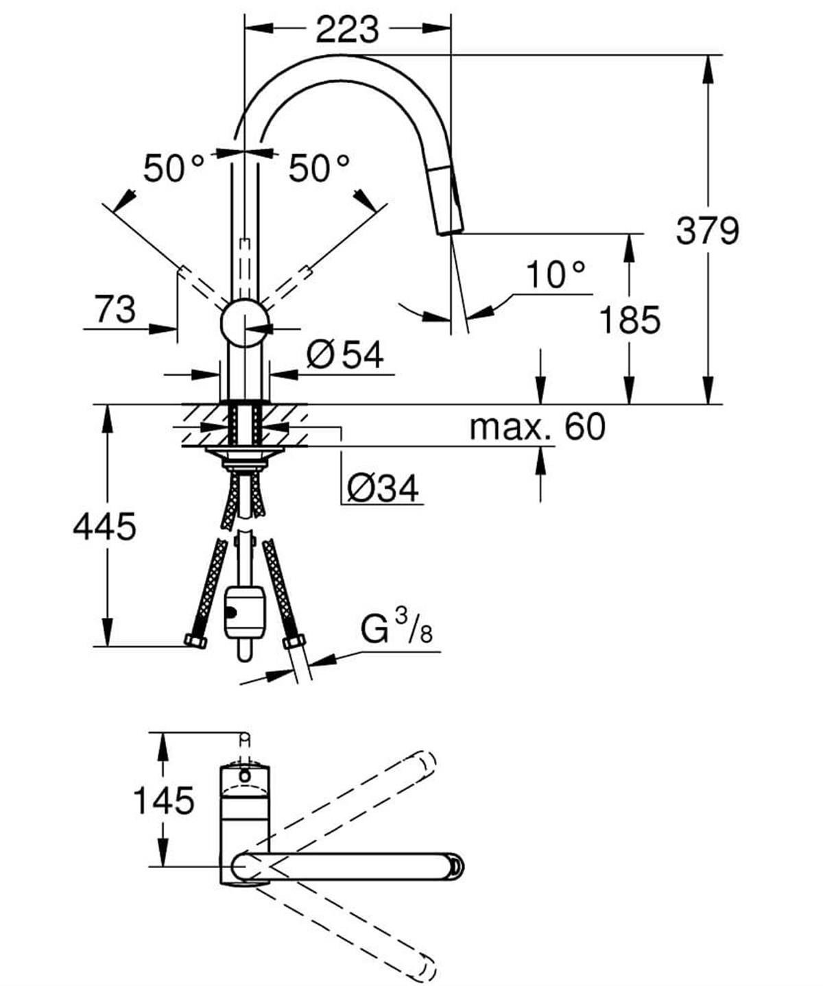 Grohe Minta Spiralli Tek Kumandalı Eviye Bataryası