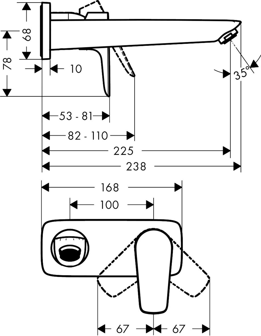 Hansgrohe Talis E Duvardan Ankastre Lavabo Bataryası (Uzun)