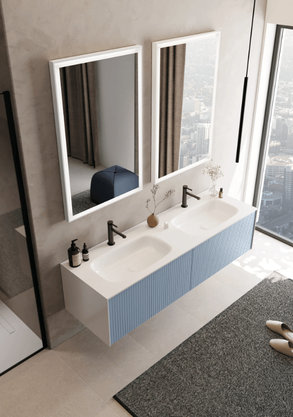 Orka Cube Banyo Dolabı Takımı 160 Cm Lake Mat Açık Mavi