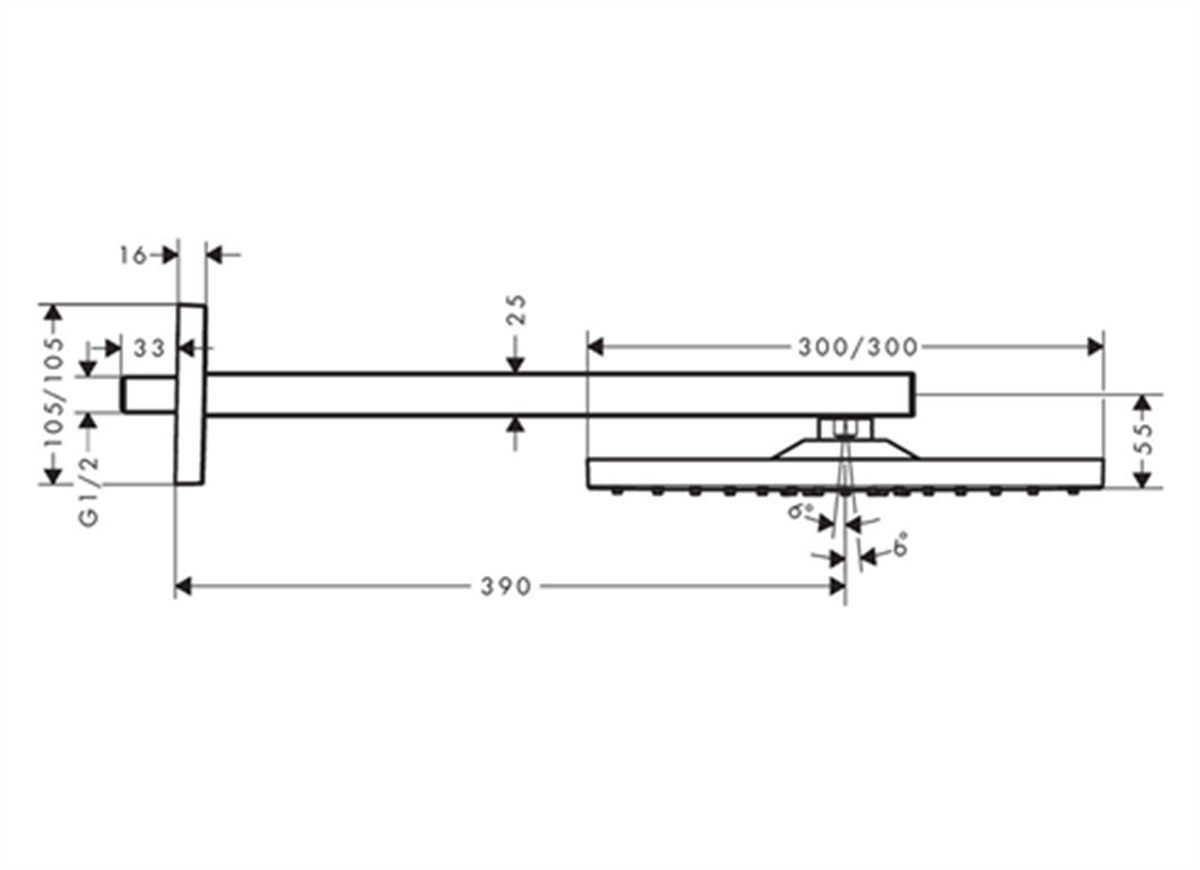 Hansgrohe Raindance E Tepe Duşu 300 1 Jet, Duş Dirseği İle