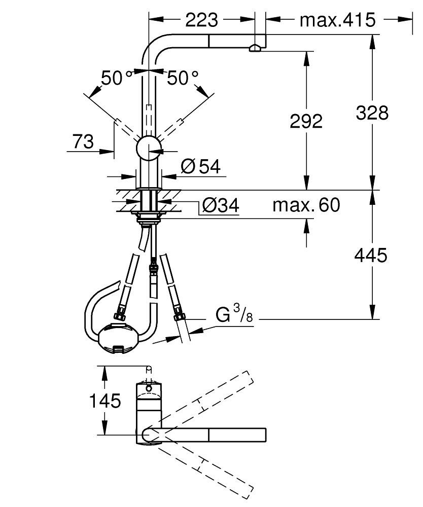 Grohe Minta Serisi Tek Kumandalı Eviye Bataryası