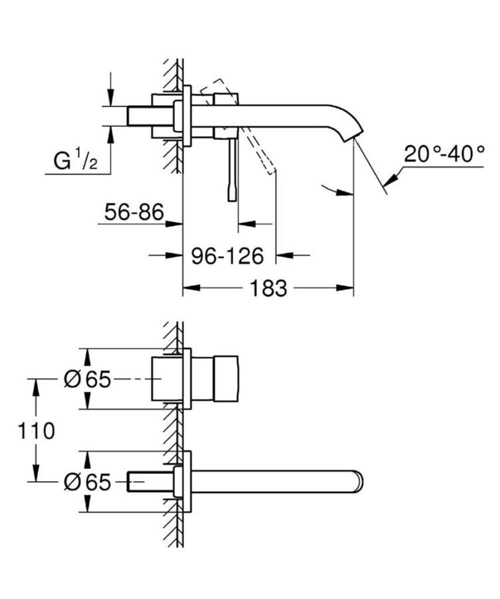 Grohe Essence New Duvardan Ankastre Lavabo Bataryası (Sıva Üstü Grubu), Altın
