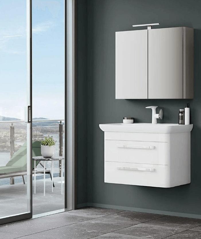 Orka Rose Banyo Dolabı Takımı 80 Cm Lake Parlak Beyaz