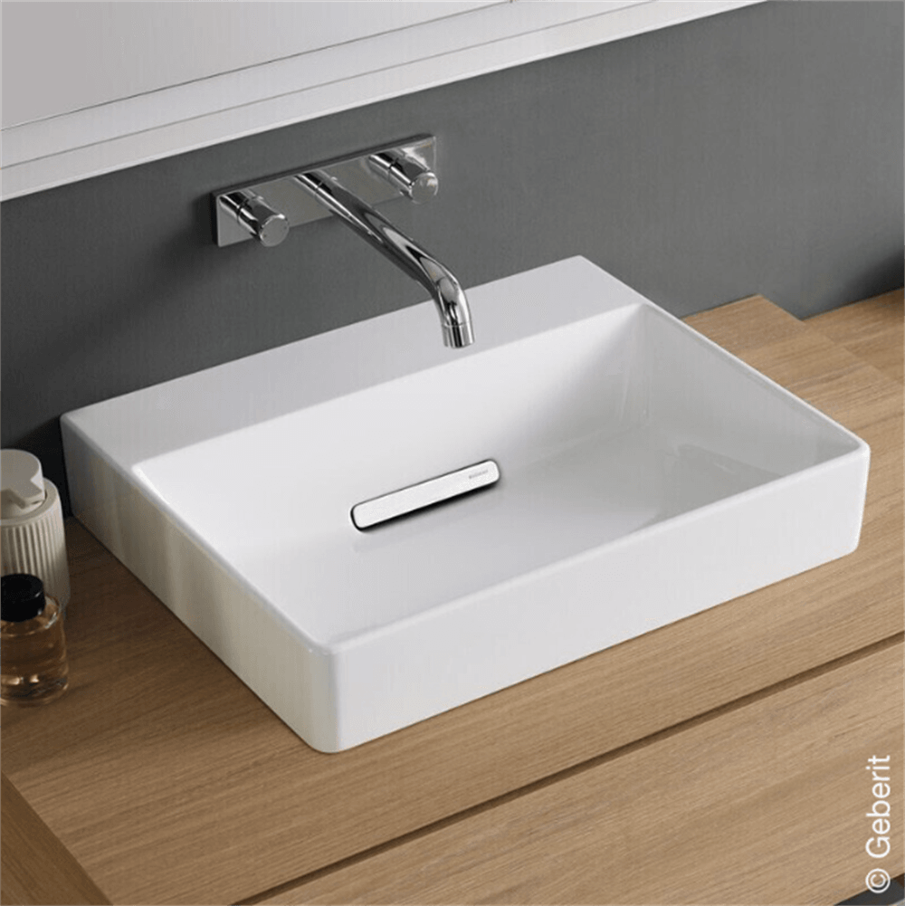 Geberit One Çanak Lavabo, Yatay Çıkışlı, 50X40 Cm, Batarya Deliksiz, Keratech