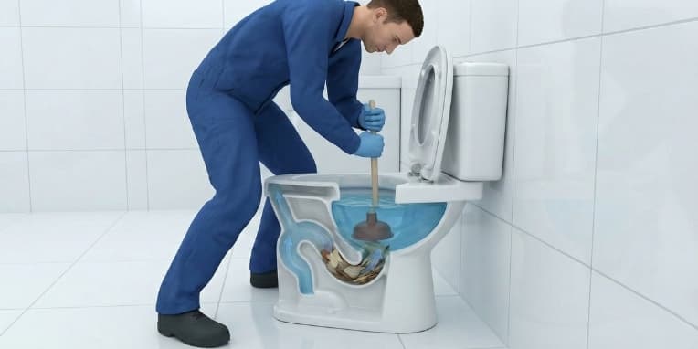 Pompa yardımı ile klozet tıkanıklığı gidermek