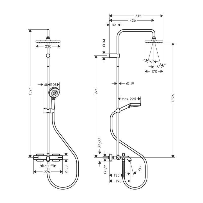 Hansgrohe Vernis Shape Duş Kolonu 230 1Jet Banyo Termostatlı