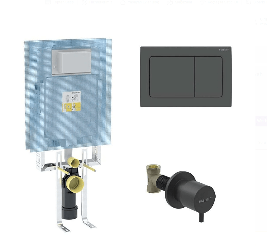 Geberit Alpha Gömme Rezervuar Seti Mat Siyah Kombifix 8Cm