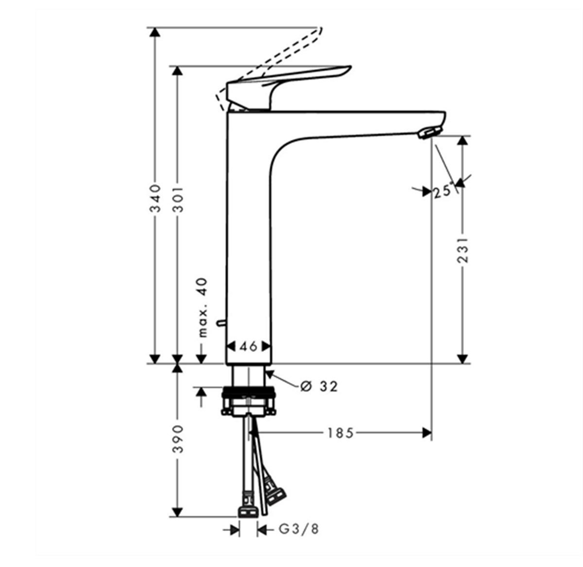 Hansgrohe Logis E Tek Kollu Çanak Lavabo Bataryası 230
