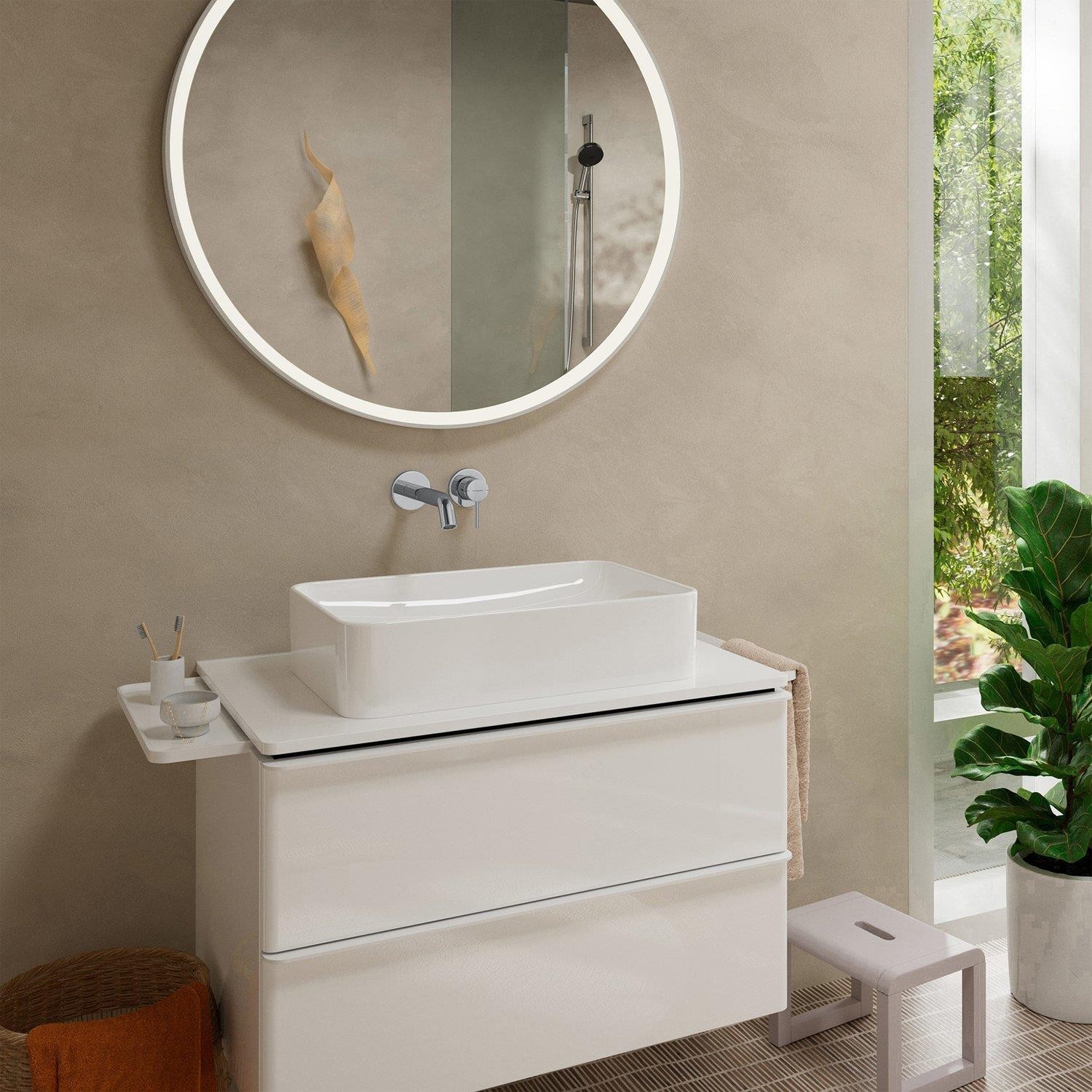 Hansgrohe Tecturis S Tek Kollu Lavabo Bataryası Ankastre Duvara Monte Ecosmart 16,5 Cm