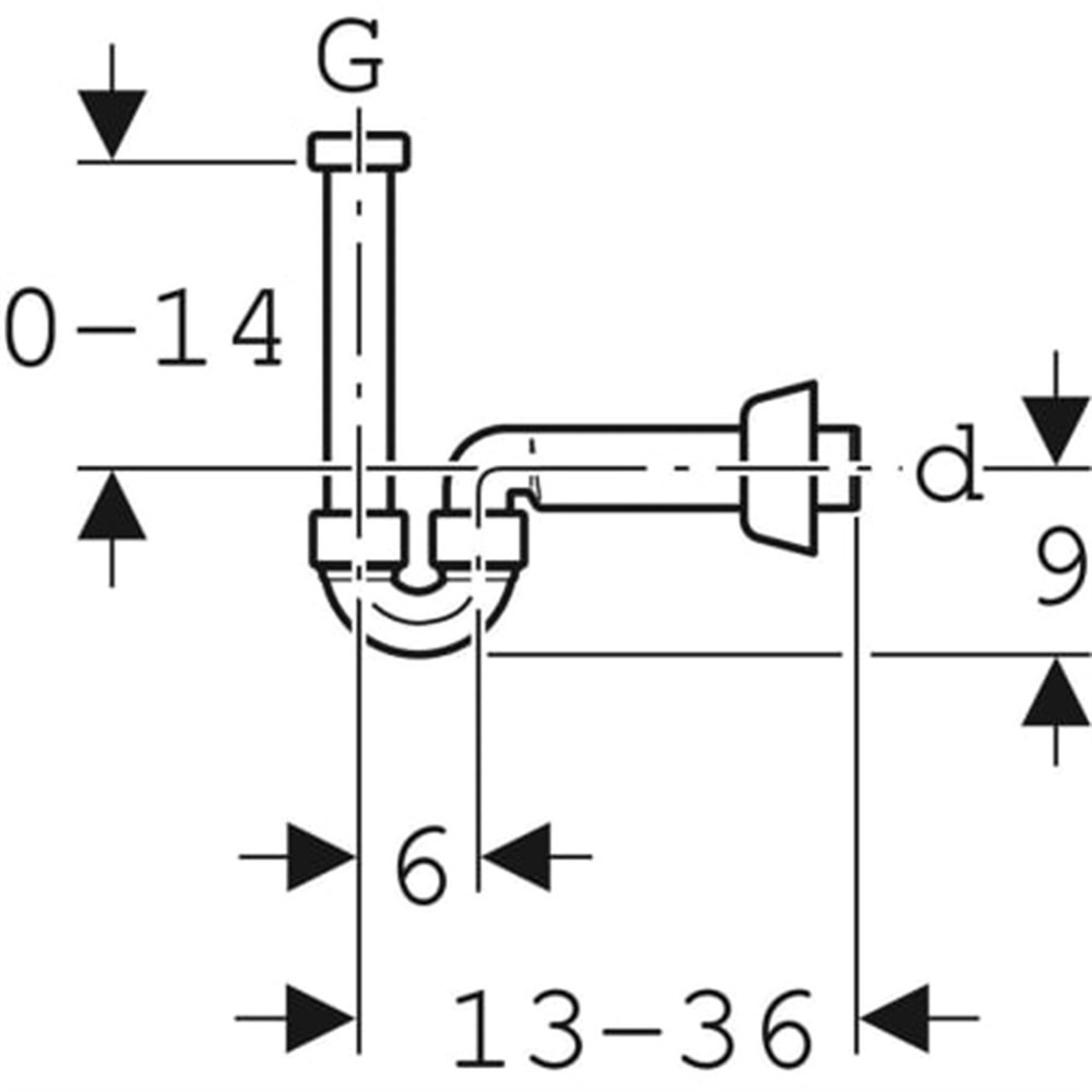 Geberit Lavabo İçin P Tipi Sifon