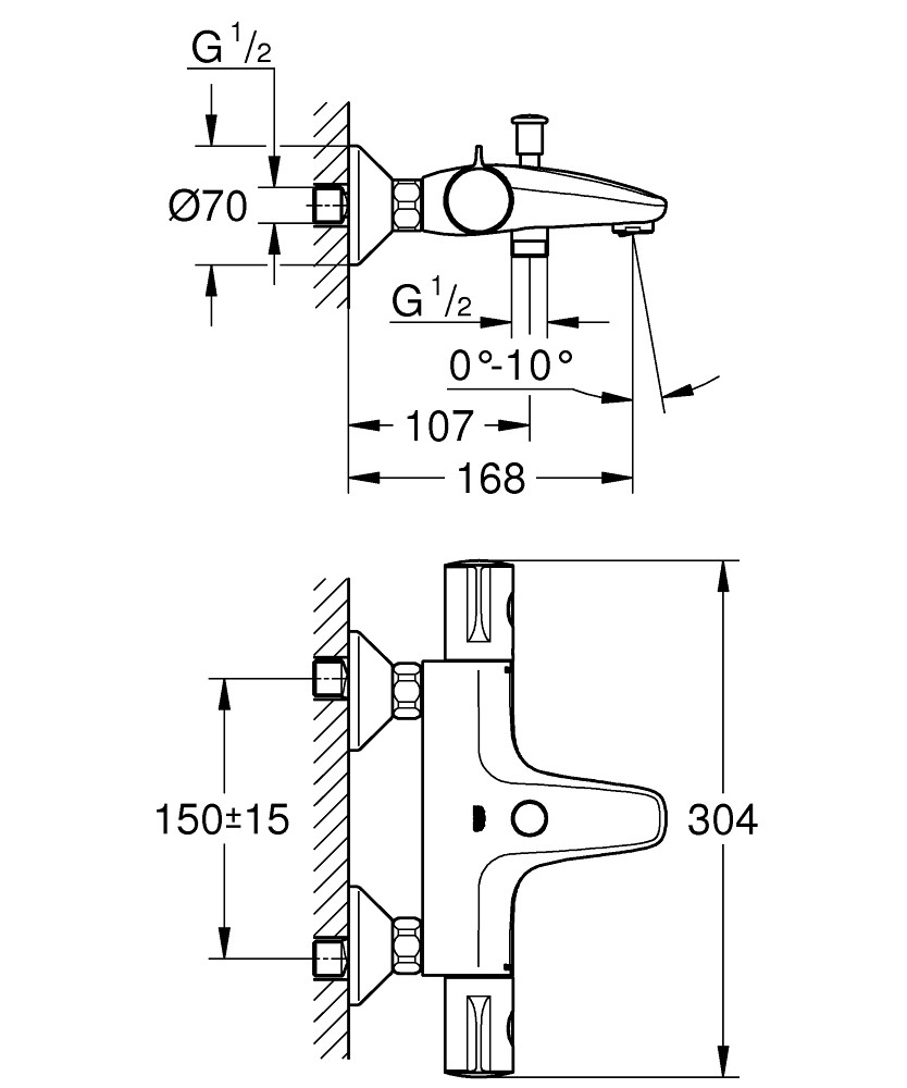 Grohe Grohtherm 800 Termostatik Banyo Bataryası
