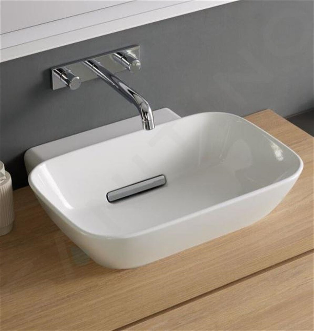 Geberit One Çanak Lavabo, Yatay Çıkışlı, 50X42.5 Cm, Batarya Deliksiz, Keratect