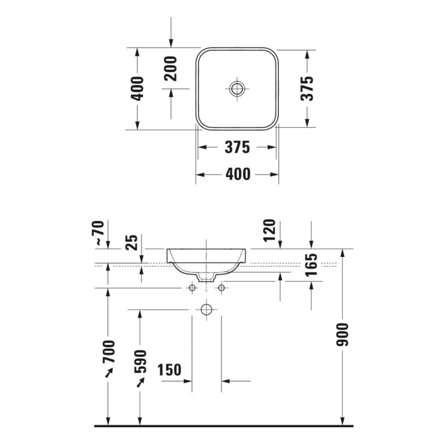Duravit Happy D.2 Plus Tezgah Üstü Lavabo 40 Cm Beyaz Antrasit