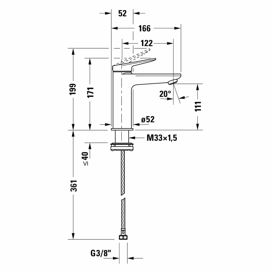 Duravit Wave Lavabo Bataryası Medium Parlak Krom