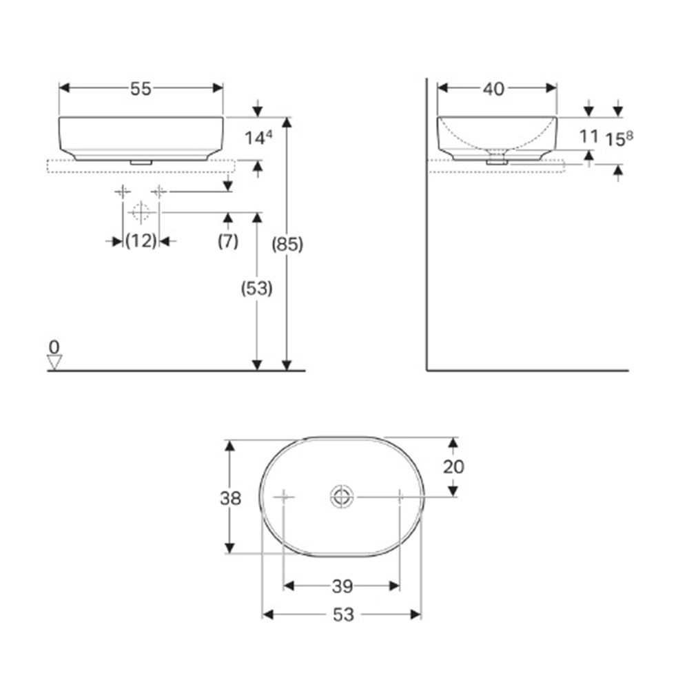 Geberit Variform Çanak Lavabo, Eliptik B55