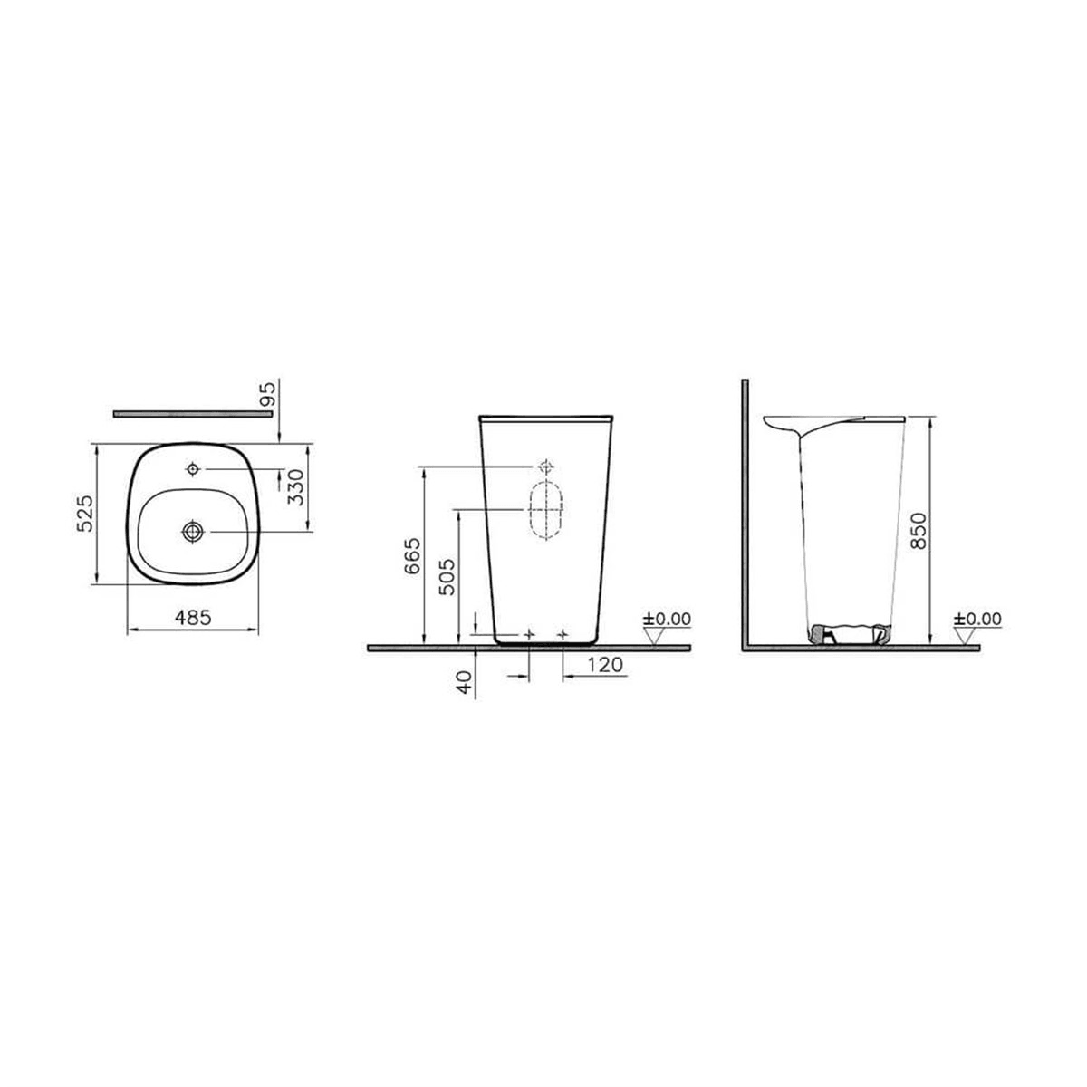 Vitra Plural Monoblok Lavabo Mat Siyah 50 Cm