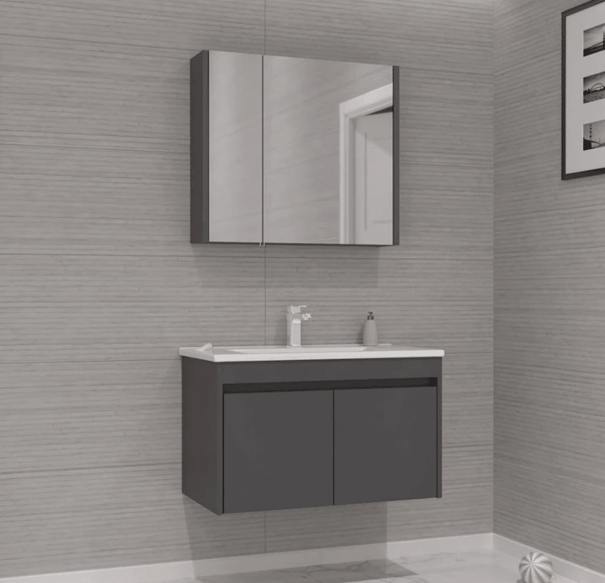 Orka Side Kapaklı Banyo Dolabı Takımı 85 Cm Antrasit