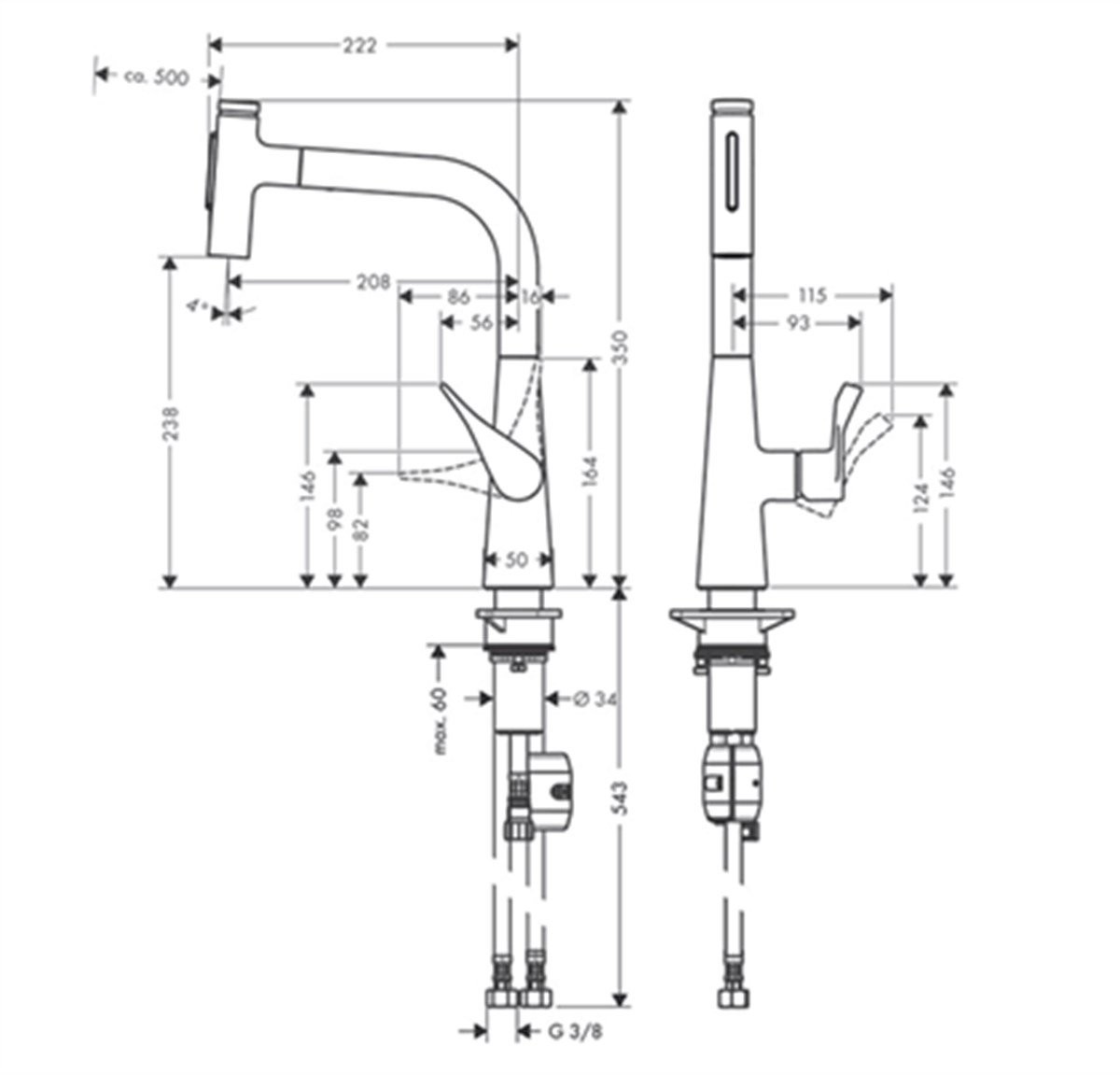 Hansgrohe Metris Select M71 Spiralli 2 Jet Eviye Bataryası