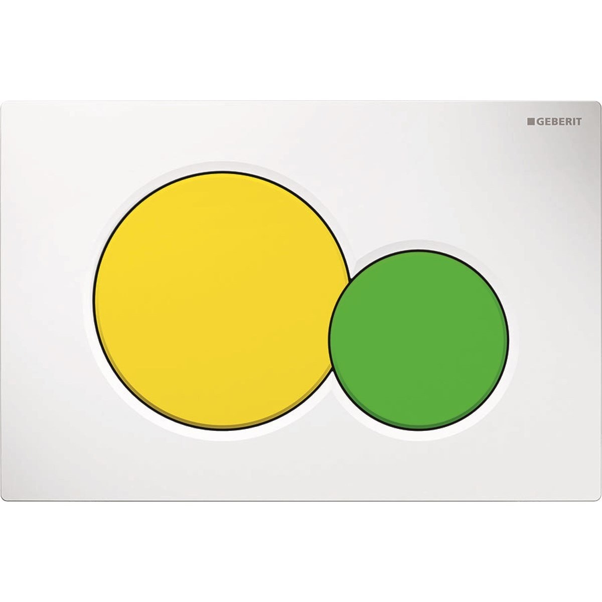 Geberit Sigma01 Kumanda Kapağı, Çift Basmalı, Beyaz/Yeşil-Sarı