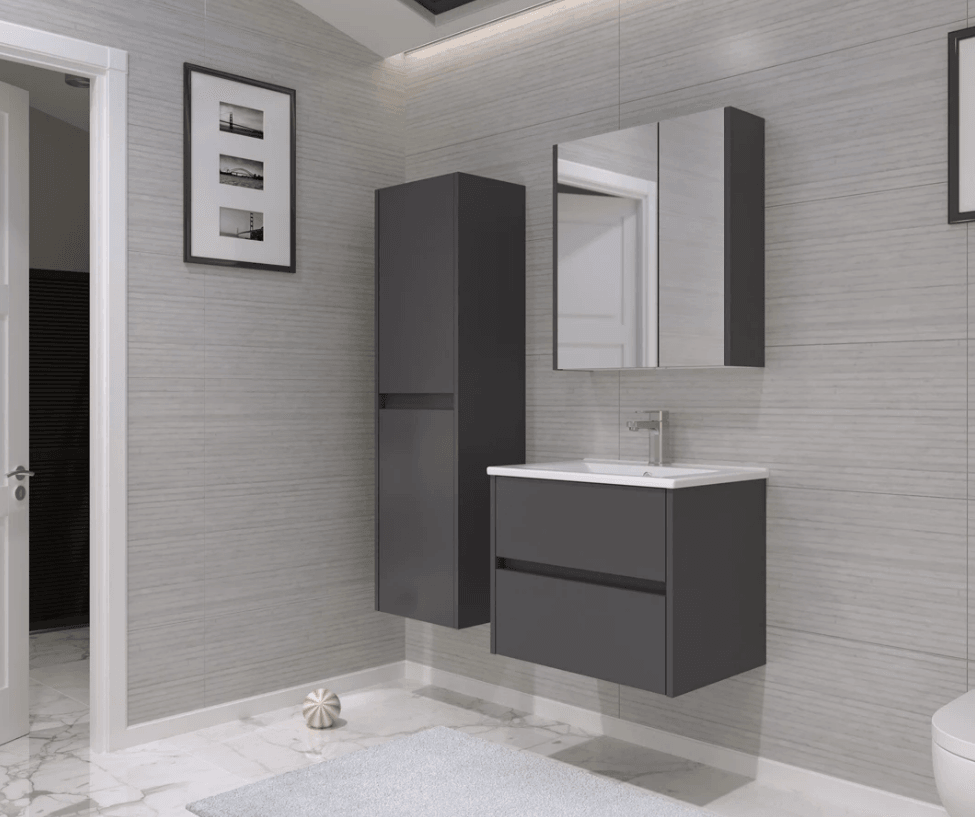 Orka Side Çekmeceli Banyo Dolabı Takımı 65 Cm Antrasit
