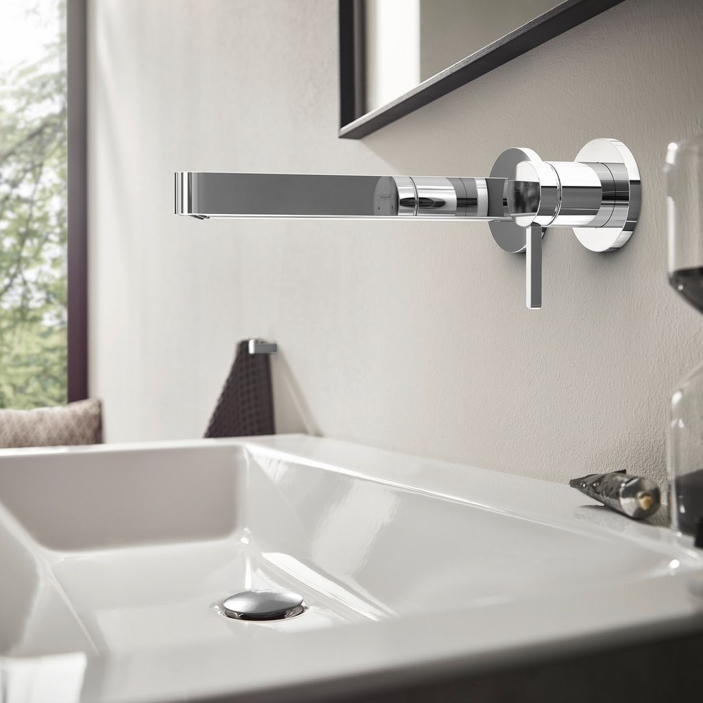 Hansgrohe Finoris Tek Kollu Lavabo Bataryası Duvara Monte 22,8 Cm Gaga İle Krom