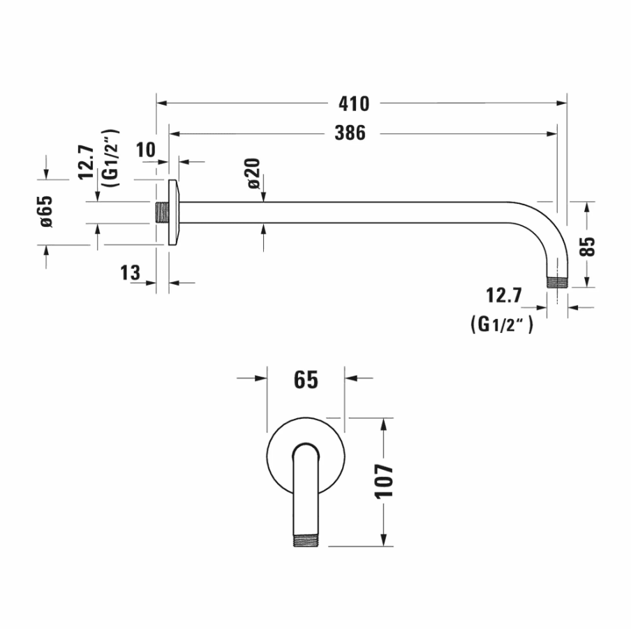 Duravit Tepe Duşu Dirseği 410 Mm Mat Siyah
