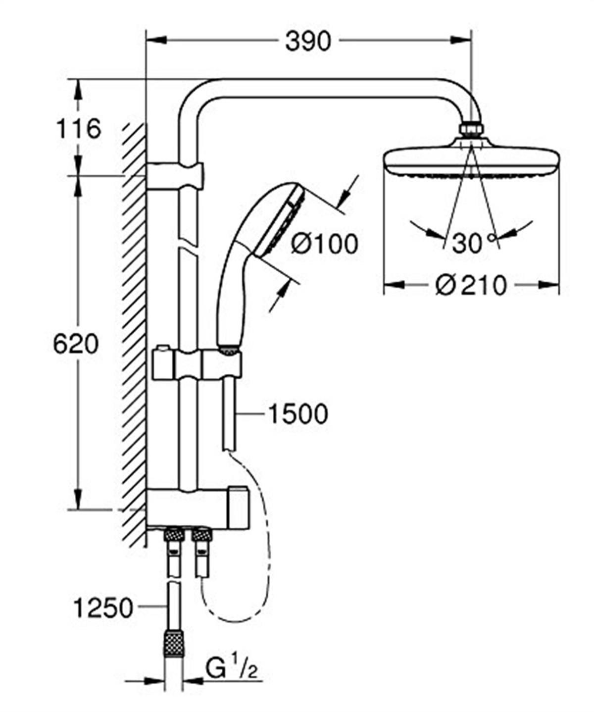 Grohe Tempesta System 210 Yönlendiricili Duş Kolonu