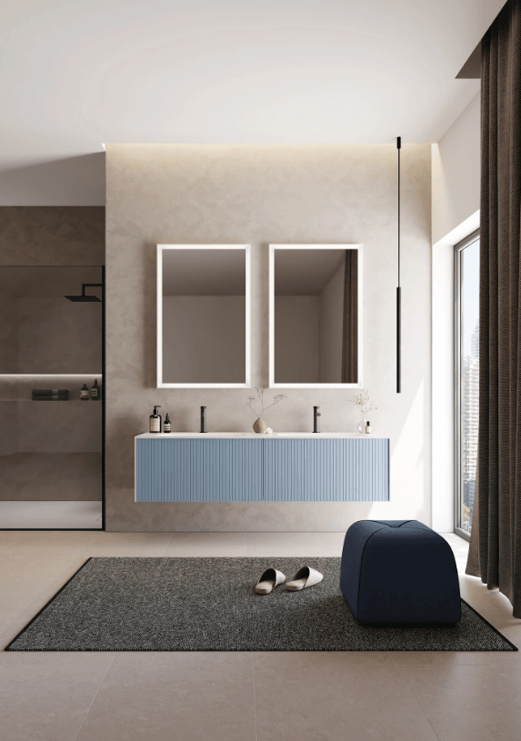 Orka Cube Banyo Dolabı Takımı 160 Cm Lake Mat Açık Mavi