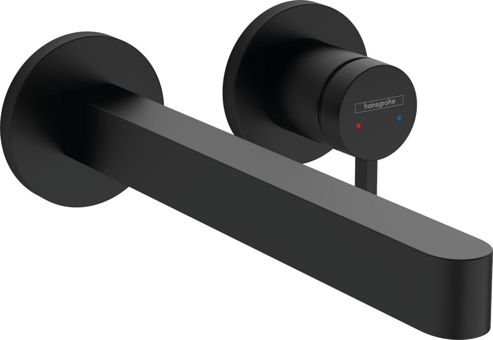 Hansgrohe Finoris Tek Kollu Lavabo Bataryası Duvara Monte 22,8 Cm Gaga İle Satin Siyah