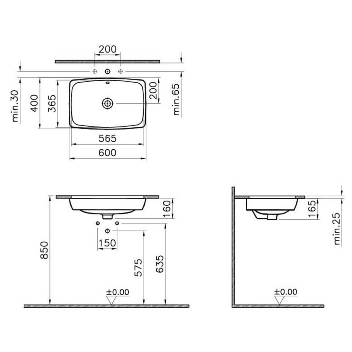 Vitra Metropole Dikdörtgen Çanak Lavabo Beyaz 60Cm