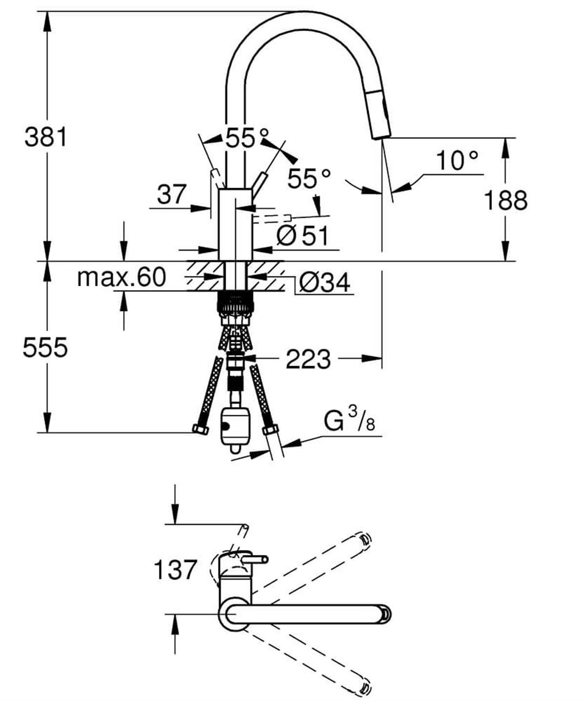 Grohe Concetto Spiralli Tek Kumandalı Eviye Bataryası