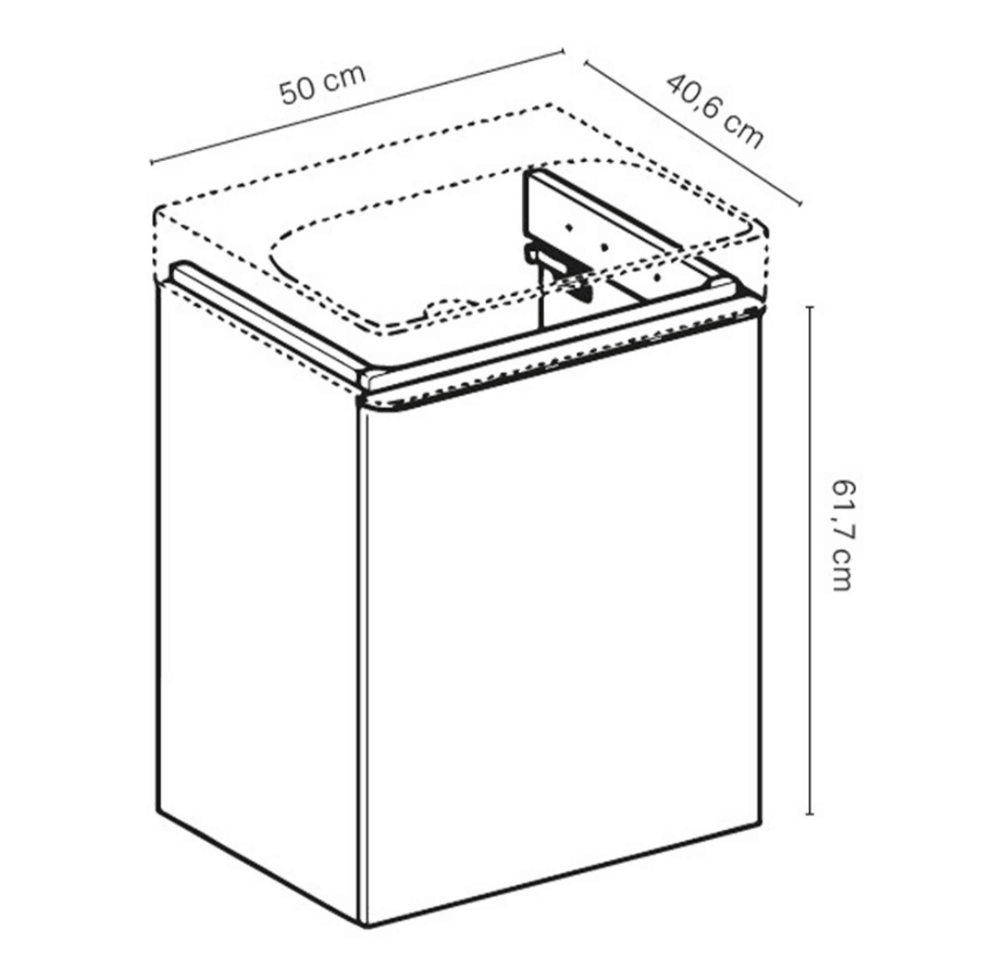 Geberit Smyle Banyo Dolabı Seti Tek Kapaklı Amerikan Ceviz 50 Cm