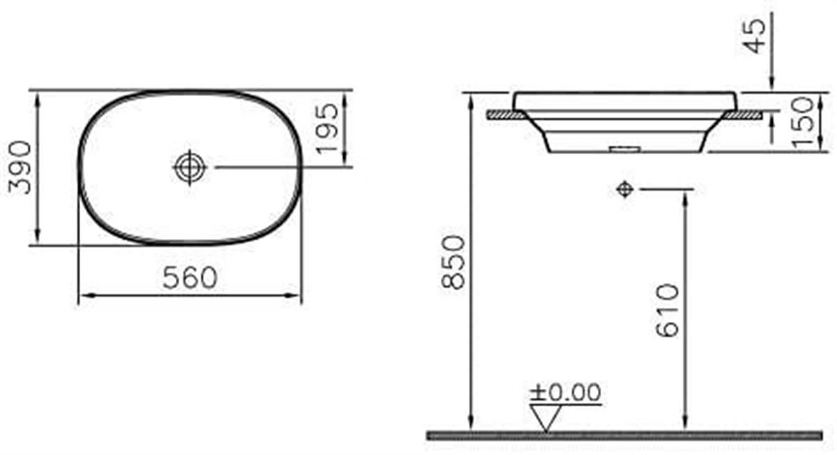 Vitra Frame Tezgahüstü Oval Lavabo Mat Siyah 56Cm
