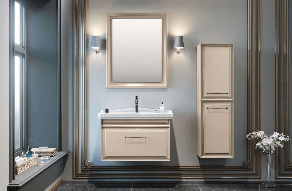 Orka Design Banyo Dolabı Takımı 105 Cm Lake Mat Cappucino