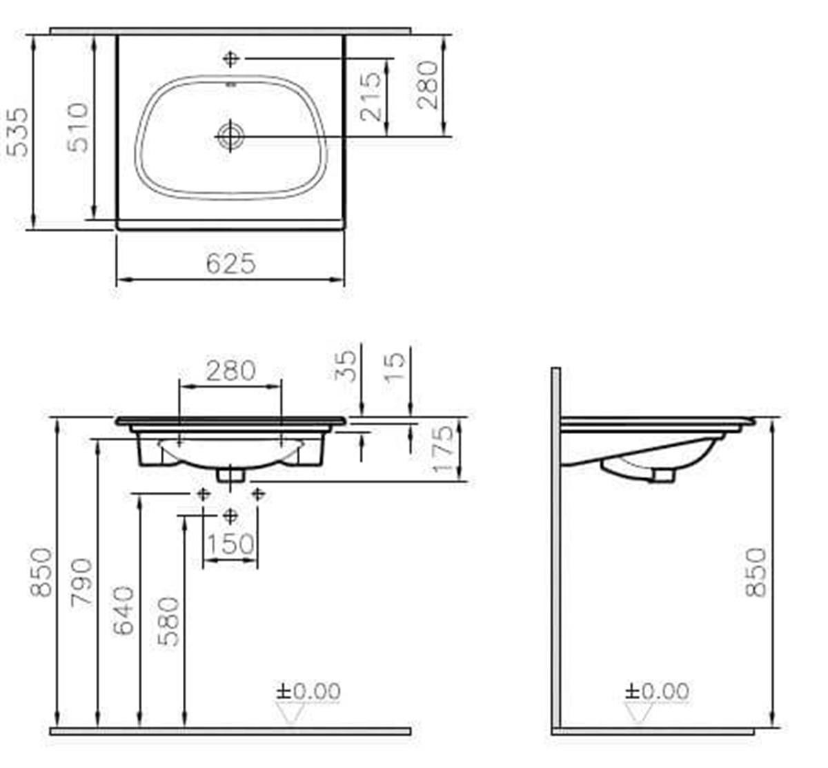 Vitra Frame Etajerli Lavabo Beyaz 60Cm