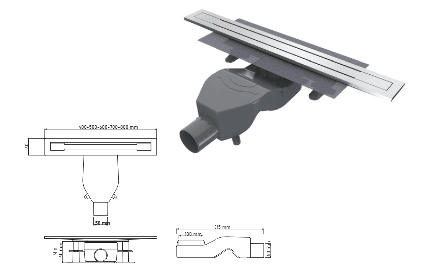 Ph Design Smartline Trendy Duş Kanalı 70Cm İnox