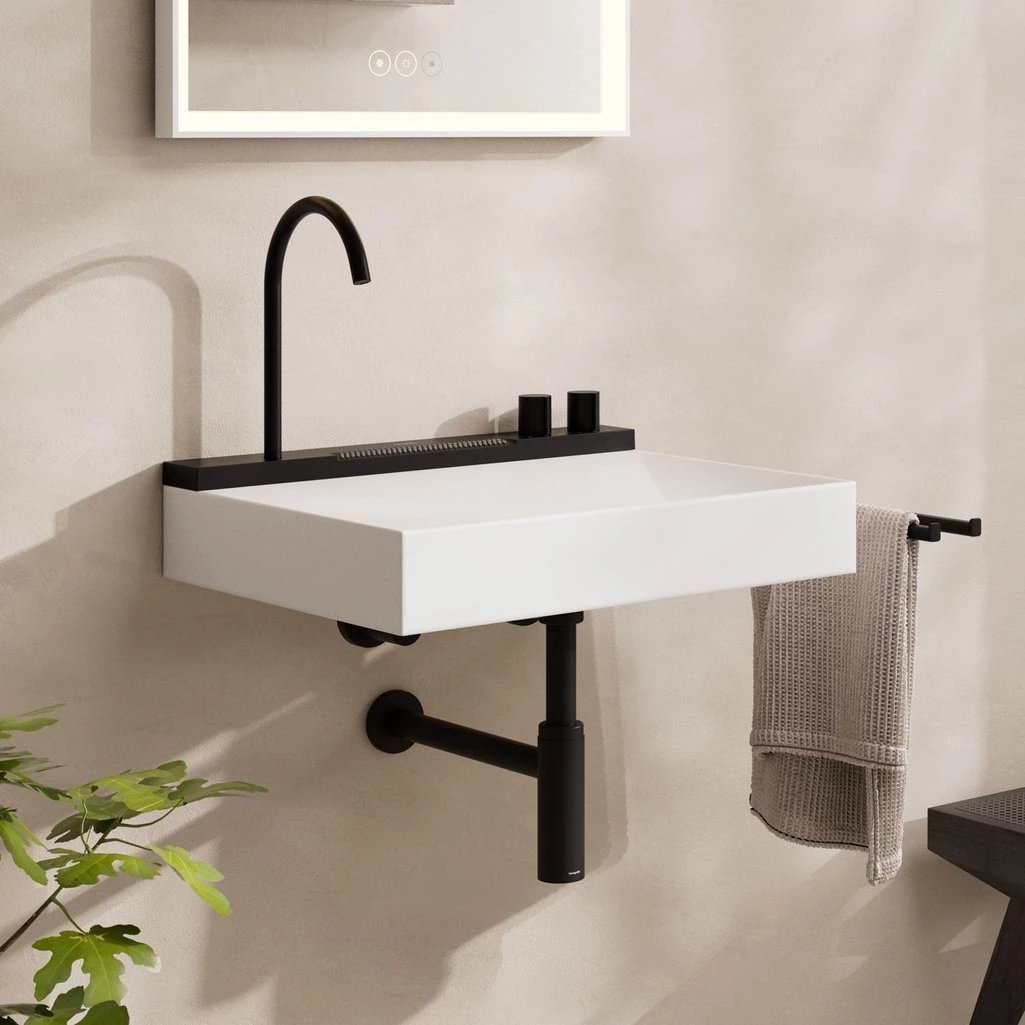 Hansgrohe Avalegra AquaUnit 58x48 cm Lavabo Bataryalı Mat Siyah