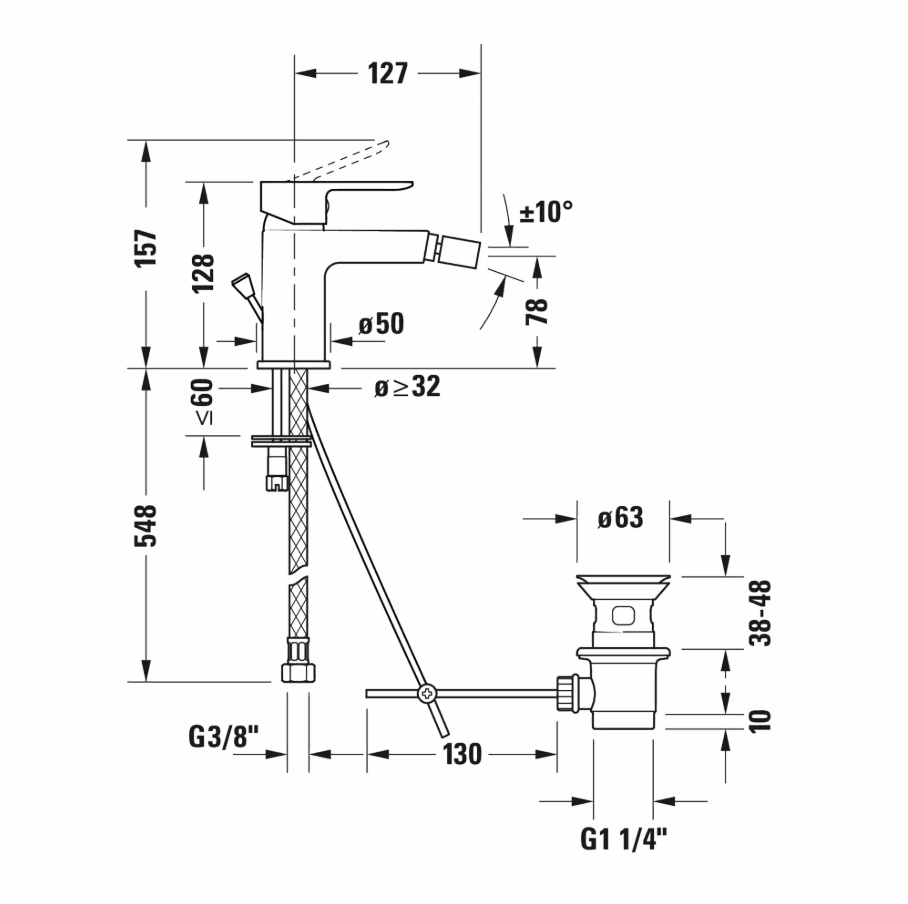 Duravit A.1 Bide Bataryası Parlak Krom