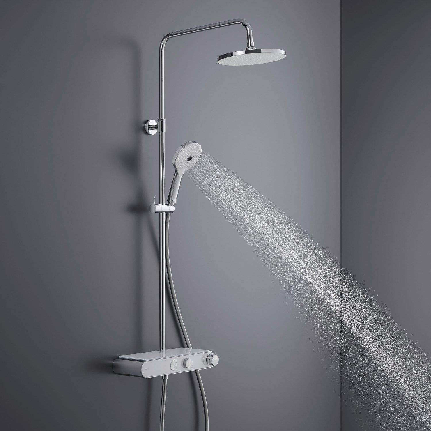 Duravit Th Raflı Duş Sistemi 1050 Termostatik Minusflow Parlak Krom