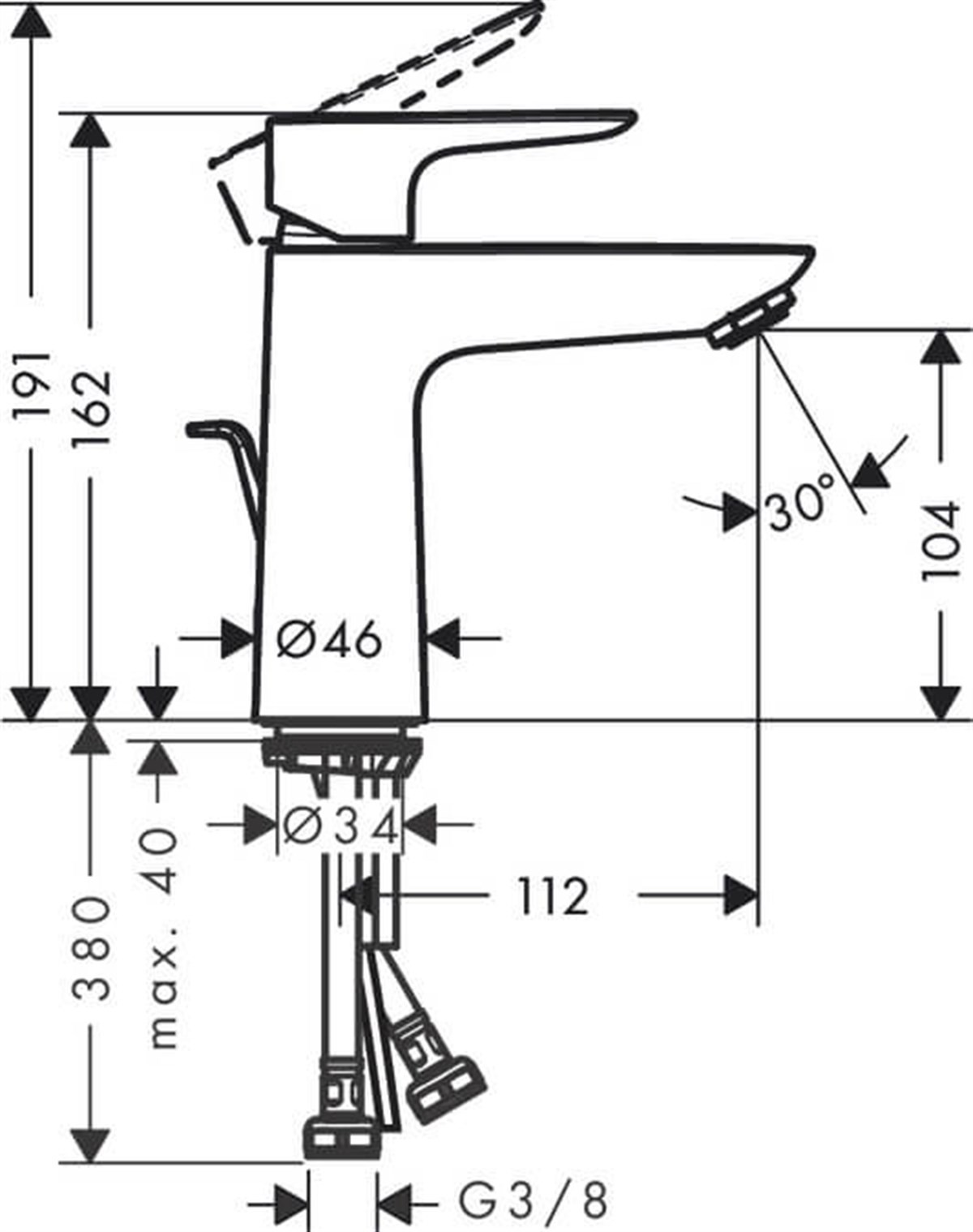 Hansgrohe Talis E Tek Kollu Lavabo Bataryası 110 Mat Bronz