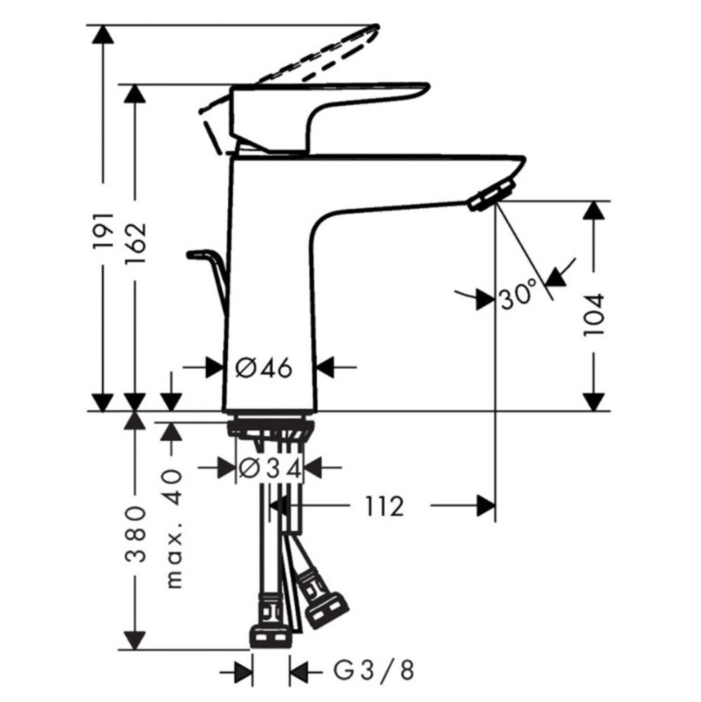 Hansgrohe Talis E Tek Kollu Lavabo Bataryası 110 Kumandalı Mat Siyah-71710670