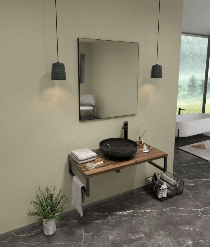 Orka Kestel Banyo Dolabı Takımı 120 Cm Ceviz Tezgah