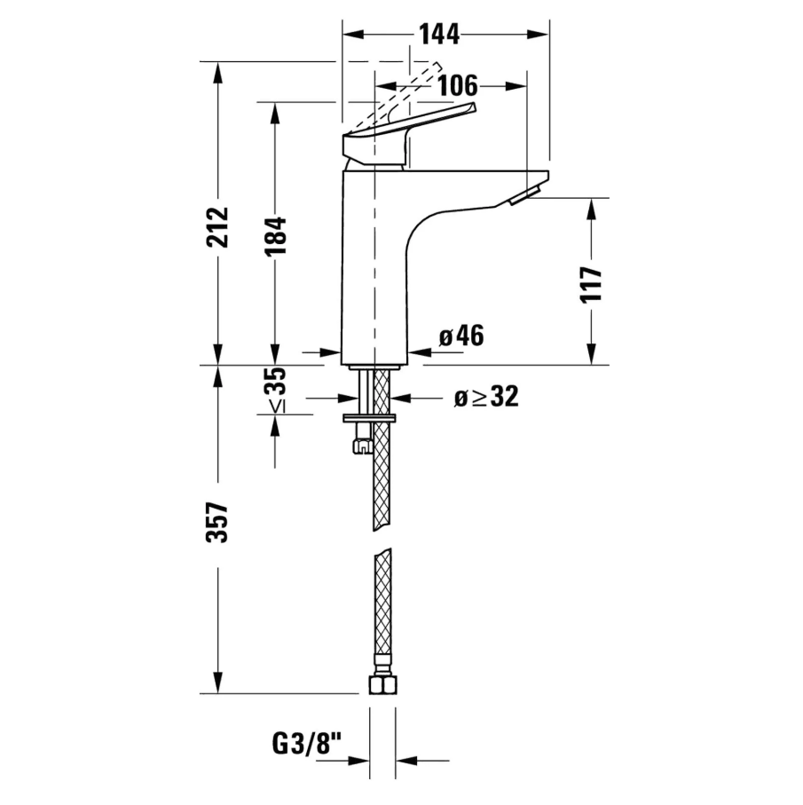 Duravit No.1 Lavabo Bataryası Medium Minusflow Krom