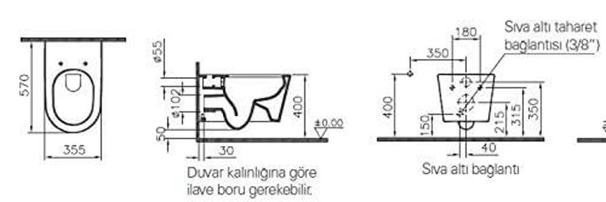 Vitra Nest Rim-Ex Asma Klozet Beyaz 57Cm