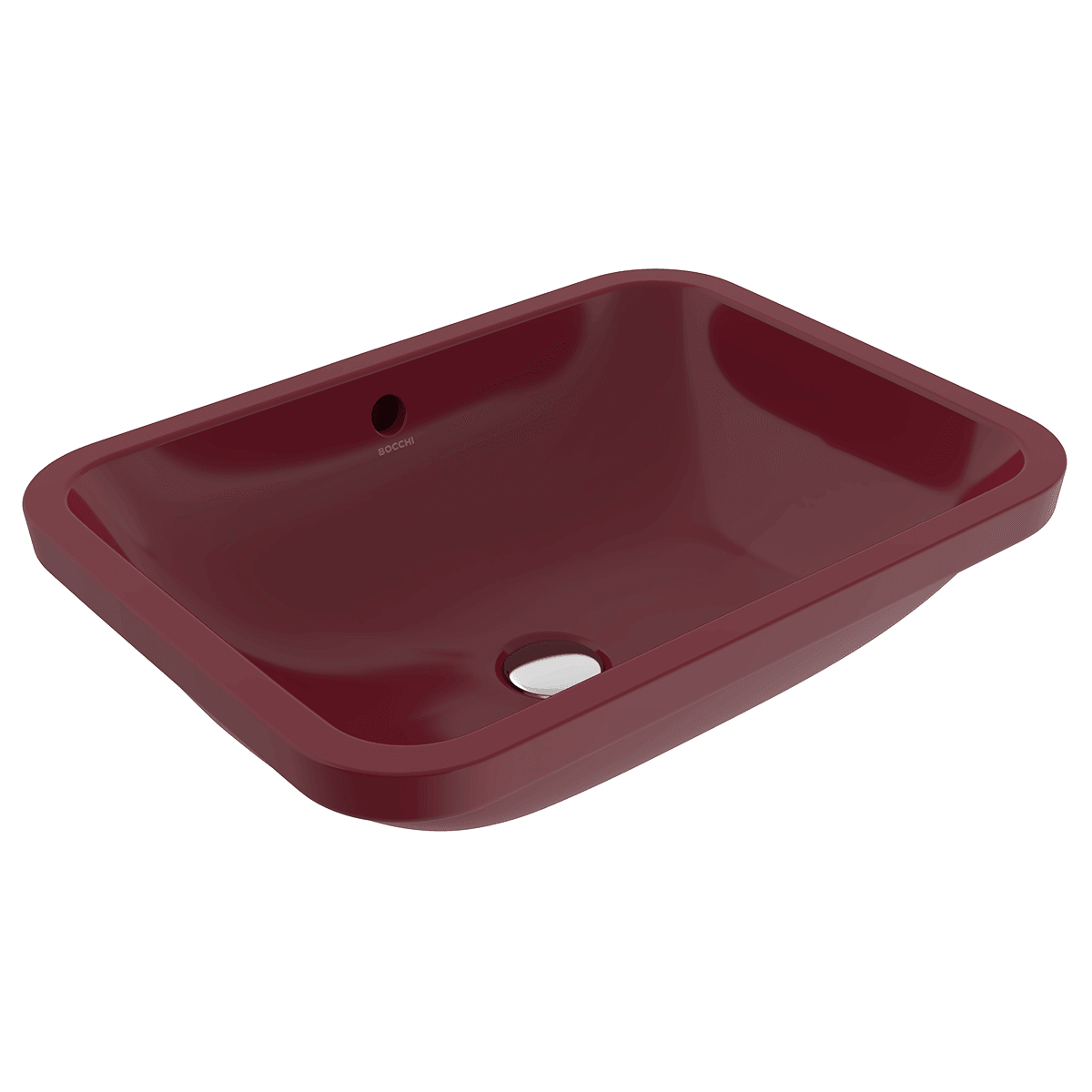 Bocchı Taormina Tezgah Altı Lavabo, 55 Cm, Parlak Burgonya Bordosu
