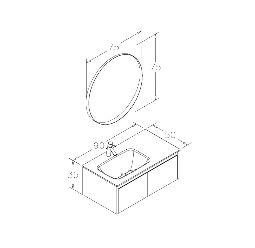 Orka Lisbon Banyo Dolabı Takımı 90 Cm Mat Kaşmir