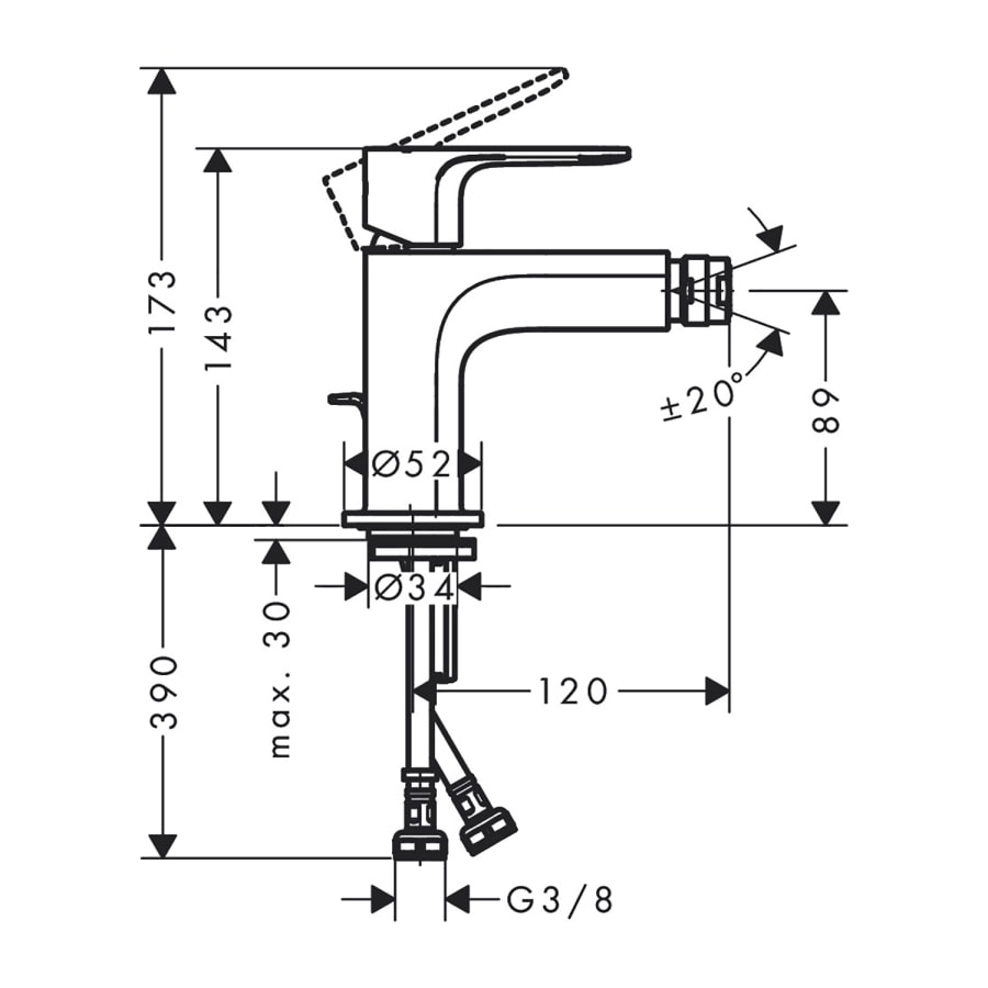 Hansgrohe Rebris S Bide Tek Kollu Lavabo Bataryası Satin Siyah 72210670