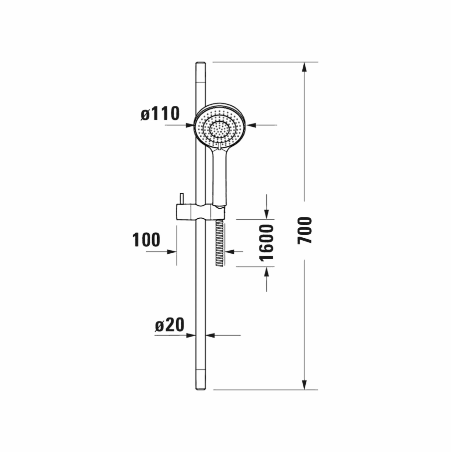 Duravit Sürgülü Duş Seti 70Cm 3Jet Parlak Krom
