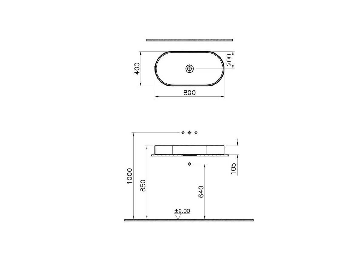 Vitra Memoria Oval Çanak Lavabo Beyaz 80Cm